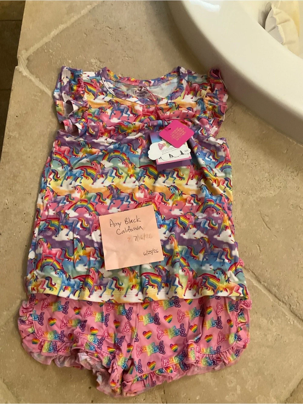 Posh Peanut Lisa Frank Markie Unicorn Bamboo Short Set